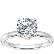 NEW Love Knot Gold Ribbon Solitaire Engagement Ring in Platinum and 18k Rose Gold